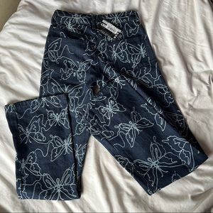 Jaded London embossed butterfly denim low rose boyfriend fit denim jeans
